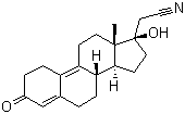 structure of CAS# 65928-58-7, Dienogest;2-[(8S,13S,14S,17R)-17-hydroxy-13-methyl-3-oxo-1,2,6,7,8,11,12,14,15,16-decahydrocyclopenta[a]phenanthren-17-yl]acetonitrile
