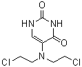 structure of CAS# 66-75-1, 5-[Bis(2-chloroethyl)amino]-2,4(1H,3H)-pyrimidinedione;5-N,N-Bis(2-chloroethyl)aminouracil; 5-[Bis(2-chloroethyl)amino]uracil; 5-[Di(beta-chloroethyl)amino]uracil; Aminouracil mustard; CB 4835; Chlorethaminacil; Demethyldopan; Desmethyldopan; ENT 50439; NCI C04820; NSC-34462; Nordopan; SK 19849; U-8344; Uracil mustard; Uracil nitrogen mustard; Uracillost; Uracilmostaza; Uramustin; Uramustine