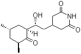 structure of CAS# 66-81-9, Actidione;Cycloheximide; 3-[2-(3,5-Dimethyl-2-oxocyclohexyl)-2-hydroxyethyl]glutarimide; [1S-[1alpha(S*),3alpha,5beta]]-4-[2-(3,5-Dimethyl-2-oxocyclohexyl)-2-hydroxyethyl]-2,6-piperidinedione