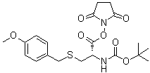 structure of CAS# 66413-65-8, (S)-[2-[(2,5-Dioxo-1-pyrrolidinyl)oxy]-1-[[[(4-methoxyphenyl)methyl]thio]methyl]-2-oxoethyl]carbamic acid 1,1-dimethylethyl ester