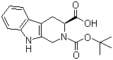 structure of CAS# 66863-43-2, N-Boc-L-1,2,3,4-Tetrahydro-beta-carboline-3-carboxylic acid;(S)-2-(tert-Butoxycarbonyl)-2,3,4,9-tetrahydro-1H-pyrido[3,4-b]indole-3-carboxylic acid
