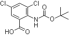结构式 CAS# 669713-58-0, 3,5-二氯-2-[[叔丁氧羰基]氨基]苯甲酸