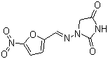 structure of CAS# 67-20-9, Nitrofurantoin;1-[(5-Nitrofurfurylidene)amino]hydantoin; 1-(((5-Nitro-2-furanyl)methylene)amino)-2,4-imidazolidinedione