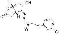 [3aa,4a(E),5b,6aa]-4-[4-(3-Chlorophenoxy)-3-oxo-1-butenyl]hexahydro-5-hydroxy-2H-cyclopenta[b]furan-2-one molecular structure (CAS 67738-67-4)
