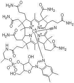 结构式 CAS# 68-19-9, 维生素 B12; 氰钴胺