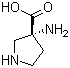 结构式 CAS# 6807-92-7, (3R)-3-氨基吡咯烷-3-羧酸; 南瓜子氨酸