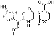 structure of CAS# 68401-81-0, Ceftizoxime;(6R,7R)-7-[[(2Z)-(2-Amino-4-thiazolyl)(methoxyimino)acetyl]amino]-8-oxo-5-thia-1-azabicyclo[4.2.0]oct-2-ene-2-carboxylic acid