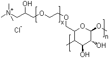 structure of CAS# 68610-92-4, Polyquaternium-10;Cellulose 2-(2-hydroxy-3-(trimethylammonio)propoxy) ethyl ether chloride; Cellulose ether with a-[2-hydroxy-3-(trimethylammonio)propyl]-w-hydroxypoly(oxy-1,2-ethanediyl) chloride