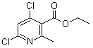 structure of CAS# 686279-09-4, 4,6-Dichloro-2-methyl-3-pyridinecarboxylic acid ethyl ester;Ethyl 4,6-dichloro-2-methylnicotinate