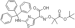 (Z)-2-(2-三苯甲基氨基噻唑-4-基)-2-(2-叔丁氧羰基丙-2-氧亚氨)乙酸分子结构 (CAS 68672-66-2)