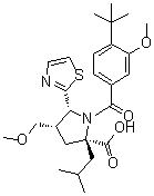 structure of CAS# 687637-24-7, (4S,5R)-1-[4-(1,1-Dimethylethyl)-3-methoxybenzoyl]-4-(methoxymethyl)-2-(2-methylpropyl)-5-(2-thiazolyl)-L-proline