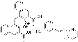 structure of CAS# 68813-55-8, Oxantel pamoate;1-Methyl-2-(3-hydroxyphenylethenyl)-1,4,5,6-tetrahydropyrimidine compound with 4,4'-methylenebis(3-hydroxy-2-naphthoic acid)