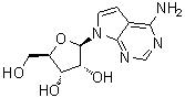 structure of CAS# 69-33-0, 4-Amino-7-(beta-D-ribofuranosyl)pyrrolo[2,3-d]pyrimidine;Antibiotic XK 101-1; N7-Deazaadenosine; NSC 56408; Sparsamycin A; Sparsomycin A; Tubercidine; U 10071