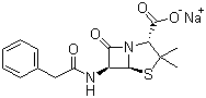 结构式 CAS# 69-57-8, 青霉素钠; 青霉素 G 钠; (2S,5R,6R)-3,3-二甲基-6-(2-苯乙酰氨基)-7-氧代-4-硫杂-1-氮杂双环[3.2.0]庚烷-2-甲酸钠盐