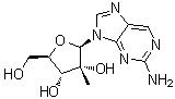 structure of CAS# 690269-87-5, 9-(2-C-Methyl-beta-D-ribofuranosyl)-9H-purin-2-amine