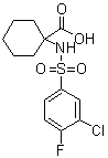 结构式 CAS# 690646-08-3, 1-[[(3-氯-4-氟苯基)磺酰基]氨基]环己烷羧酸