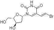 structure of CAS# 69304-47-8, Brivudine;Bromovinyldeoxyuridine; 5-[(E)-2-Bromoethenyl]-1-[(2R,4S,5R)-4-hydroxy-5-(hydroxymethyl)oxolan-2-yl]pyrimidine-2,4-dione