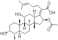 structure of CAS# 6990-06-3, Fusidine;Fusidic acid; 16-(Acetyloxy)-3,11-dihydroxy-29-nordammara-17(20),24-dien-21-oic acid; (3a,4a,8a,9b,11a,13a,14b,16b,17Z)-16-(Acetyloxy)-3,11-dihydroxy-29-Nordammara-17(20),24-dien-21-oic acid