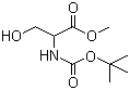 structure of CAS# 69942-12-7, N-Boc-DL-serine methyl ester;2-[(tert-Butoxycarbonyl)amino]-3-hydroxypropionic acid methyl ester