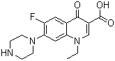 structure of CAS# 70458-96-7, Norfloxacin;Noroxin; Baccidal; Chibroxin; Floxacin 400; Noroxin; Norphloxacine; N-Desmethylpefloxacin; 1-Ethyl-6-fluoro-1,4-dihydro-4-oxo-7-(1-piperazinyl)-3-quinolinecarboxylic acid