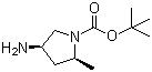 structure of CAS# 708274-46-8, 1,1-Dimethylethyl 4-amino-2-methyl-1-(2S,4R)-pyrrolidinecarboxylate;1,1-Dimethylethyl (2S,4R)-4-amino-2-methyl-1-pyrrolidinecarboxylate; tert-Butyl (2S,4R)-4-Amino-2-methylpyrrolidine-1-carboxylate