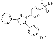 structure of CAS# 71203-35-5, 5-(4-Methoxyphenyl)-1-(4-sulfamoylphenyl)-3-phenyl-2-pyrazoline;CID2950007; ML 141