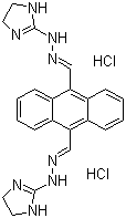结构式 CAS# 71439-68-4, 比生群二盐酸盐; 必桑郡二盐酸盐; 9,10-蒽二甲醛双(4,5-二氢-1H-咪唑-2-基)腙二盐酸盐