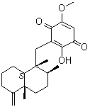 structure of CAS# 71678-03-0, (-)-Ilimaquinone;Ilimaquinone; Illimaquinone; 3-[[(1R,2S,4aS,8aS)-Decahydro-1,2,4a-trimethyl-5-methylene-1-naphthalenyl]methyl]-2-hydroxy-5-methoxy-2,5-cyclohexadiene-1,4-dione