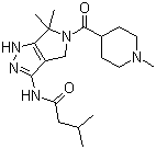 structure of CAS# 718630-59-2, PHA-793887;3-Methyl-N-[1,4,5,6-tetrahydro-6,6-dimethyl-5-[(1-methyl-4-piperidinyl)carbonyl]pyrrolo[3,4-c]pyrazol-3-yl]butanamide