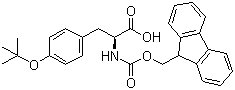 结构式 CAS# 71989-38-3, Fmoc-O-叔丁基-L-酪氨酸; 芴甲氧羰基-O-叔丁基-L-酪氨酸