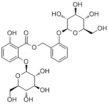 结构式 CAS# 72021-23-9, 二酚基水杨苷; 鄂西香茶菜苷