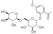 结构式 CAS# 72520-92-4, 牡丹酚原甙; 丹皮酚原苷