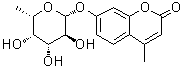 structure of CAS# 72601-82-2, 7-[(6-Deoxy-beta-L-galactopyranosyl)oxy]-4-methyl-2H-1-benzopyran-2-one