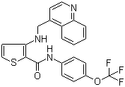 structure of CAS# 728033-96-3, OSI 930;3-[(4-Quinolinylmethyl)amino]-N-[4-(trifluoromethoxy)phenyl]-2-thiophenecarboxamide
