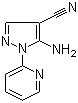 structure of CAS# 72816-14-9, 5-Amino-1-(2-pyridinyl)-1H-pyrazole-4-carbonitrile;5-Amino-1-pyridin-2-yl-1H-pyrazole-4-carbonitrile; 5-Amino-4-cyano-1-(2-pyridyl)pyrazole
