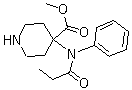 结构式 CAS# 72996-78-2, Norcarfentanil; 4-[(1-氧代丙基)苯基氨基]-4-哌啶羧酸甲酯