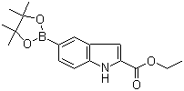 结构式 CAS# 736990-02-6, 2-乙氧羰基吲哚-5-硼酸嚬那醇酯; 5-(4,4,5,5-四甲基-1,3,2-二氧杂硼烷-2-基)吲哚-2-羧酸乙酯
