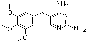 structure of CAS# 738-70-5, Trimethoprim;2,4-Diamino-5-(3,4,5-trimethoxybenzyl)pyrimidine; 5-(3,4,5-Trimethoxybenzyl)-2,4-diaminopyrimidine; 5-((3,4,5-Trimethoxyphenyl)methyl)-2,4-pyrimidinediamine; Abaprim