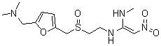 structure of CAS# 73851-70-4, Ranitidine S-oxide;N'-[2-[[[5-[(Dimethylamino)methyl]-2-furanyl]methyl]sulfinyl]ethyl]-N-methyl-2-nitro-1,1-ethenediamine