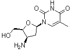structure of CAS# 73971-79-6, 1-(3-Amino-2,3-dideoxy-beta-D-threo-pentofuranosyl)-5-methyl-2,4(1H,3H)-pyrimidinedione