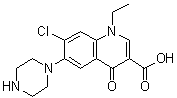 structure of CAS# 75001-78-4, 7-Chloro-1-ethyl-1,4-dihydro-4-oxo-6-(1-piperazinyl)-3-quinolinecarboxylic acid