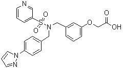 structure of CAS# 752187-80-7, Taprenepag;2-[3-[[[[4-(1H-Pyrazol-1-yl)phenyl]methyl](3-pyridinylsulfonyl)amino]methyl]phenoxy]acetic acid; CP 544326