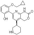 结构式 CAS# 758683-21-5, 7-[2-(环丙基甲氧基)-6-羟基苯基]-1,4-二氢-5-(3R)-3-哌啶基-2H-吡啶并[2,3-d][1,3]恶嗪-2-酮