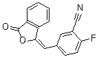 structure of CAS# 763114-25-6, 2-Fluoro-5-[(3-oxo-1(3H)-isobenzofuranylidene)methyl]benzonitrile