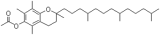 structure of CAS# 7695-91-2, Tocopheryl acetate;3,4-Dihydro-2,5,7,8-tetramethyl-2-(4,8,12-trimethyltridecyl)-2H-benzopyran-6-yl acetate; Vitamin E acetate