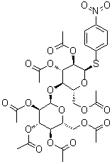 4-Nitrophenyl 4-O-(2,3,4,6-tetra-O-acetyl-alpha-D-glucopyranosyl)-1-thio-alpha-D-glucopyranoside 2,3,6-triacetate molecular structure (CAS 78006-49-2)