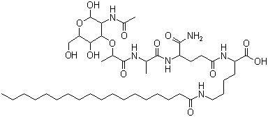 structure of CAS# 78113-36-7, Muroctasine;Romurtide; N-Acetylmuramyl-alanyl-D-isoglutaminyl-N'-stearoyl-lysine