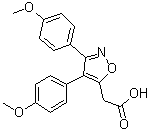 structure of CAS# 78967-07-4, Mofezolac;3,4-Bis(4-methoxyphenyl)-5-isoxazoleacetic acid; N 22