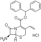 结构式 CAS# 79349-67-0, 7-氨基-3-乙烯基-3-头孢-4-羧酸二苯甲酯盐酸盐; 7-氨基-3-乙烯基-8-氧代-5-硫-1-氮杂双环[4.2.0]辛-2-烯-2-羧酸二苯甲酯盐酸盐