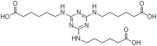 structure of CAS# 80584-91-4, 2,4,6-Tri-(6-aminocaproic acid)-1,3,5-triazine ;6,6',6''-(1,3,5-Triazine-2,4,6-triyltriimino)trihexanoic acid; ; Belcor 590; Irgacor L 190; Corrosion inhibitor ABC 730